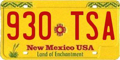 NM license plate 930TSA
