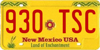 NM license plate 930TSC