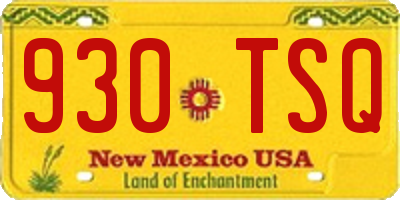 NM license plate 930TSQ