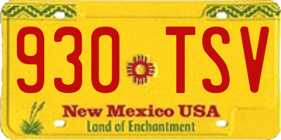 NM license plate 930TSV