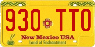 NM license plate 930TTO