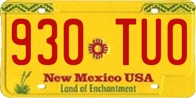 NM license plate 930TUO