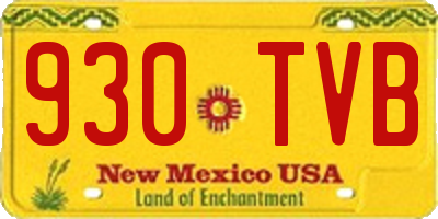 NM license plate 930TVB