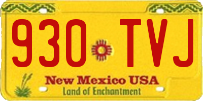 NM license plate 930TVJ