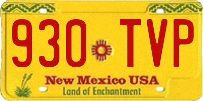 NM license plate 930TVP