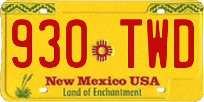 NM license plate 930TWD