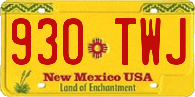 NM license plate 930TWJ