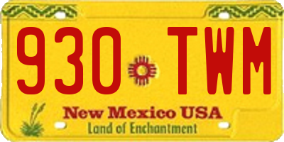 NM license plate 930TWM