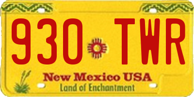 NM license plate 930TWR