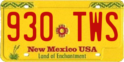 NM license plate 930TWS