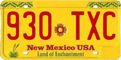NM license plate 930TXC