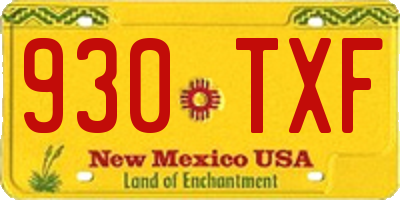 NM license plate 930TXF