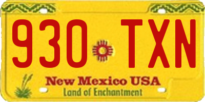 NM license plate 930TXN