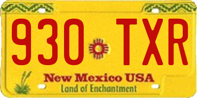 NM license plate 930TXR