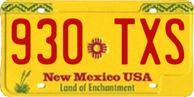 NM license plate 930TXS