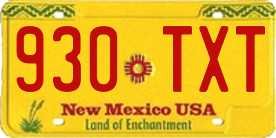 NM license plate 930TXT