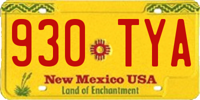NM license plate 930TYA