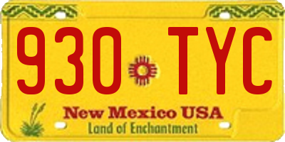 NM license plate 930TYC