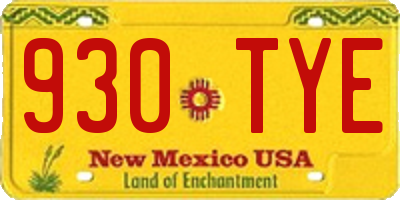 NM license plate 930TYE