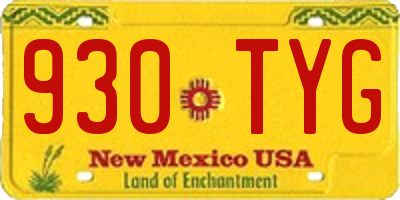 NM license plate 930TYG