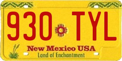 NM license plate 930TYL