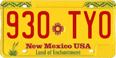 NM license plate 930TYO