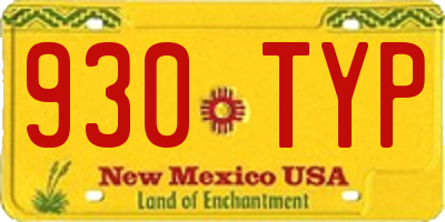 NM license plate 930TYP
