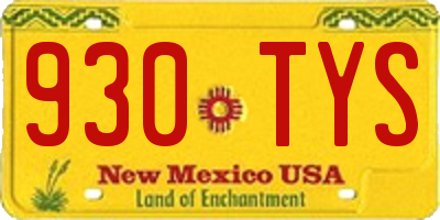 NM license plate 930TYS