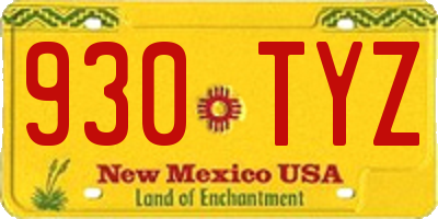 NM license plate 930TYZ
