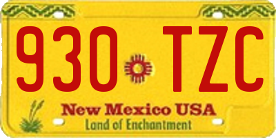 NM license plate 930TZC