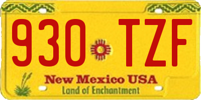 NM license plate 930TZF