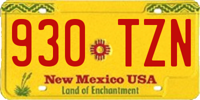 NM license plate 930TZN