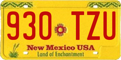 NM license plate 930TZU