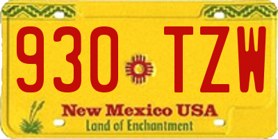 NM license plate 930TZW