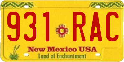 NM license plate 931RAC