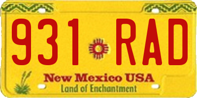 NM license plate 931RAD
