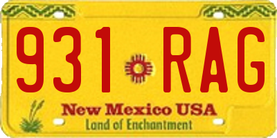 NM license plate 931RAG