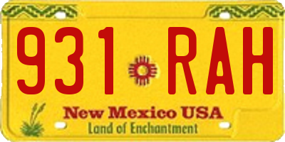 NM license plate 931RAH