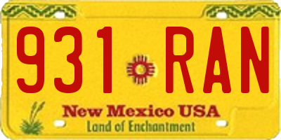 NM license plate 931RAN