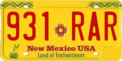 NM license plate 931RAR