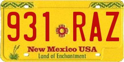 NM license plate 931RAZ