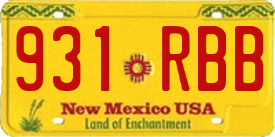 NM license plate 931RBB