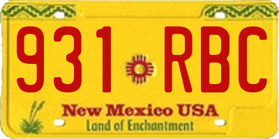NM license plate 931RBC