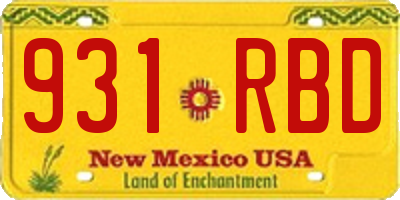 NM license plate 931RBD