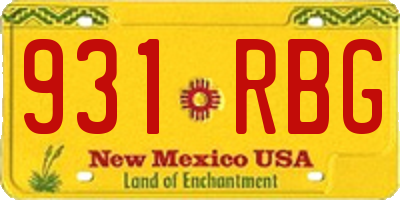 NM license plate 931RBG