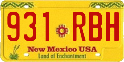 NM license plate 931RBH