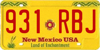 NM license plate 931RBJ