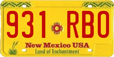 NM license plate 931RBO