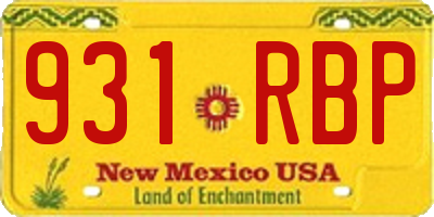 NM license plate 931RBP