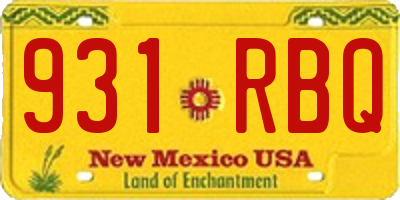 NM license plate 931RBQ